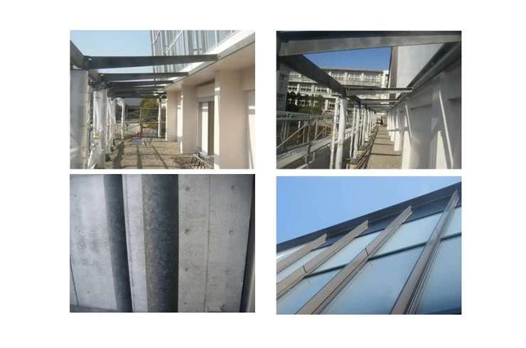 亀崎中学校渡り廊下　支柱及び屋根梁